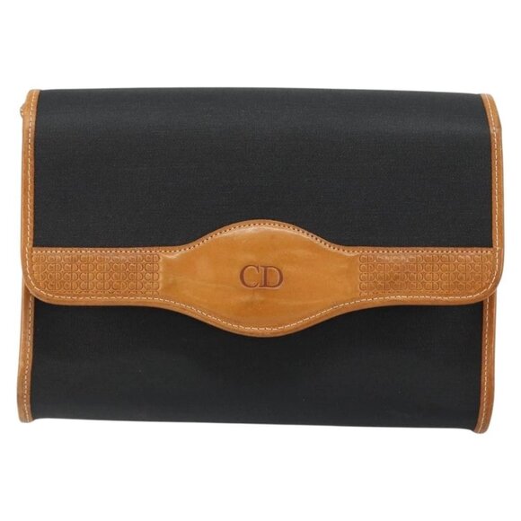 Christian Dior Shoulder Bag Leather Black Gold Auth - Picture 2 of 15